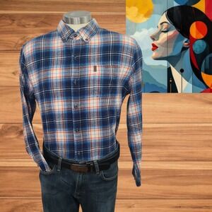Chaps Men's Brushed Flannel Shirt Long Sleeve Multicolor Plaid‎ Cotton